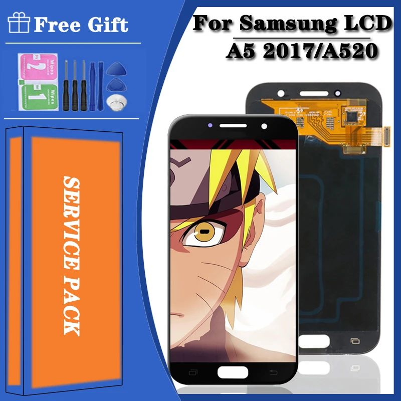ЖК-дисплей Super AMOLED диагональю 5,2 дюйма для SAMSUNG Galaxy A5 2017 A52 A520 A520F, ЖК-дисплей с сенсорным экраном и дигитайзером в сборе, протестирован