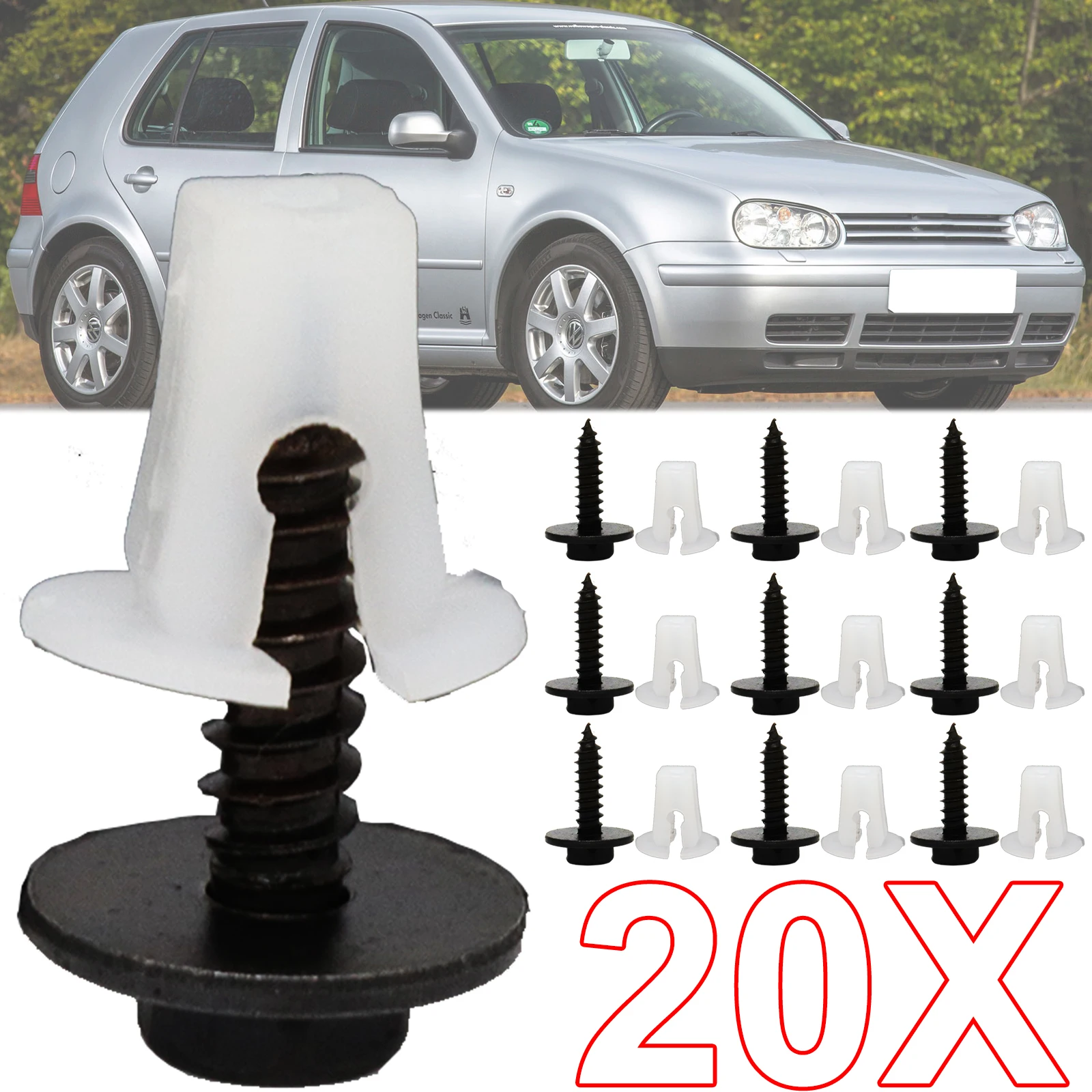 For VW Golf 5 MK4 Passat b5 b6 Polo 6r 9n Tiguan MK2 T2 T3 T4 Car Exterior Grommet Nut Screw Front Bumper Insert Expanding Clip |