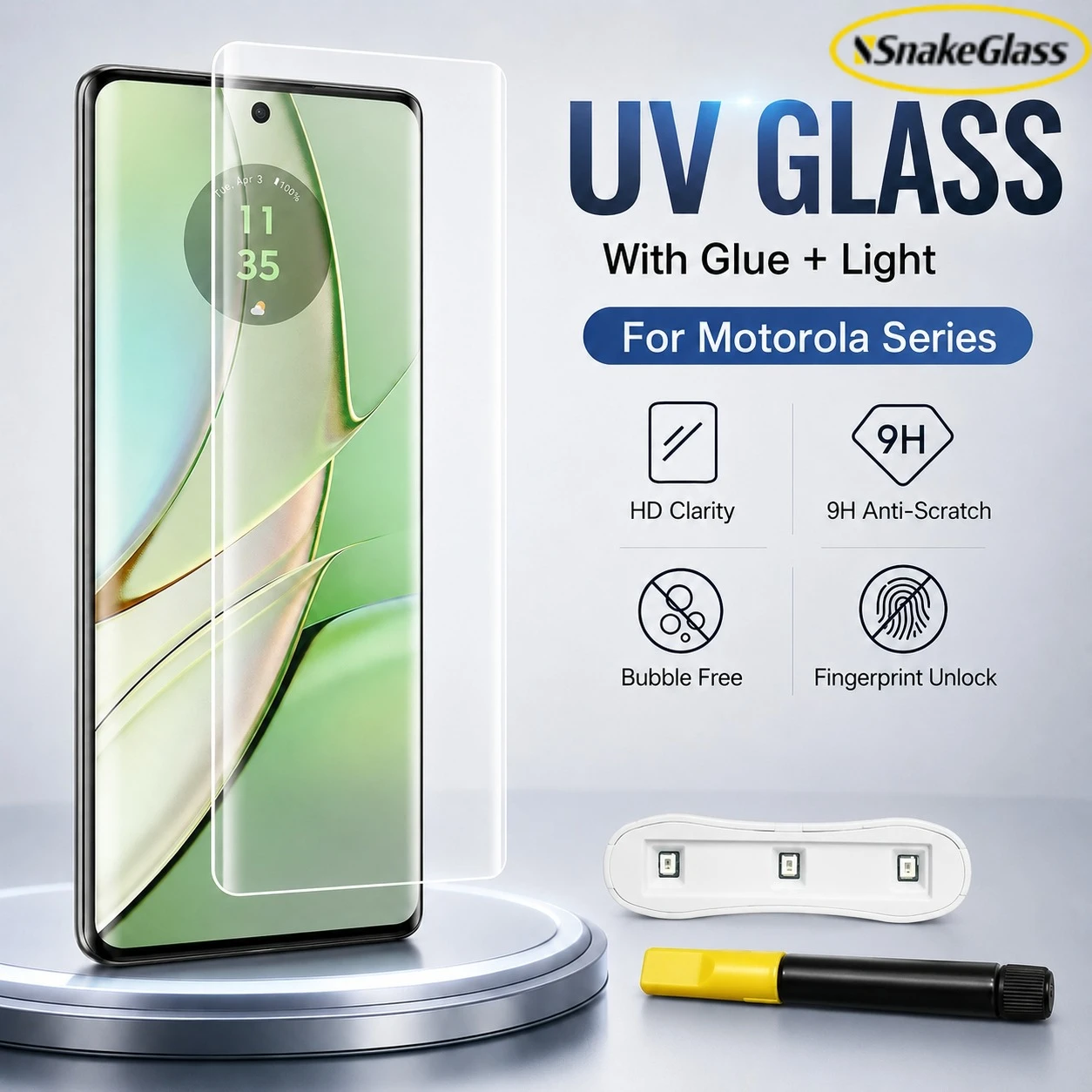 Фото Защитное стекло UV Full Glue для Motorola Edge 70 Fusion+, 60 Pro, 50 Pro, 40, 30 Ultra, 2025, 2024, а также для Moto G85 №1
