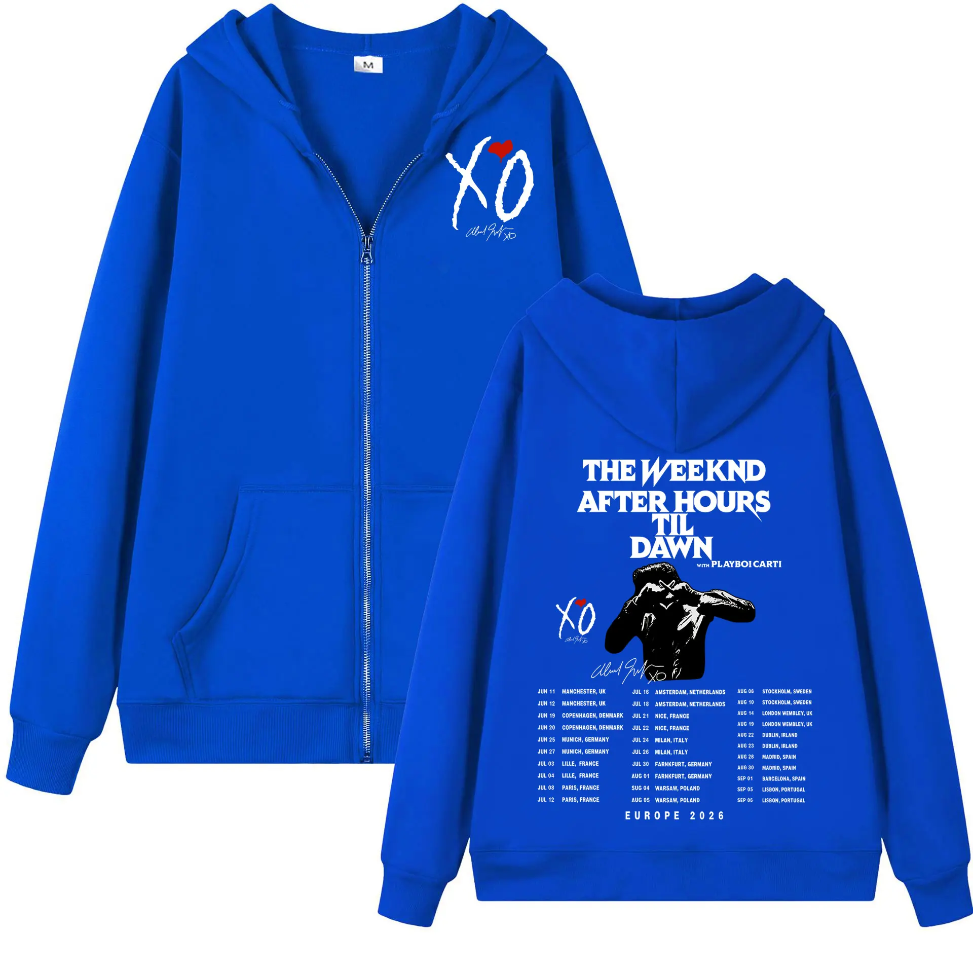 Фото Худи на молнии от рэпера The Weeknd, коллекция After Hours Til Dawn Tour 2026, пуловеры на молнии для мужчин и женщин, модные винтажные толстовки в стиле хип-хоп №5