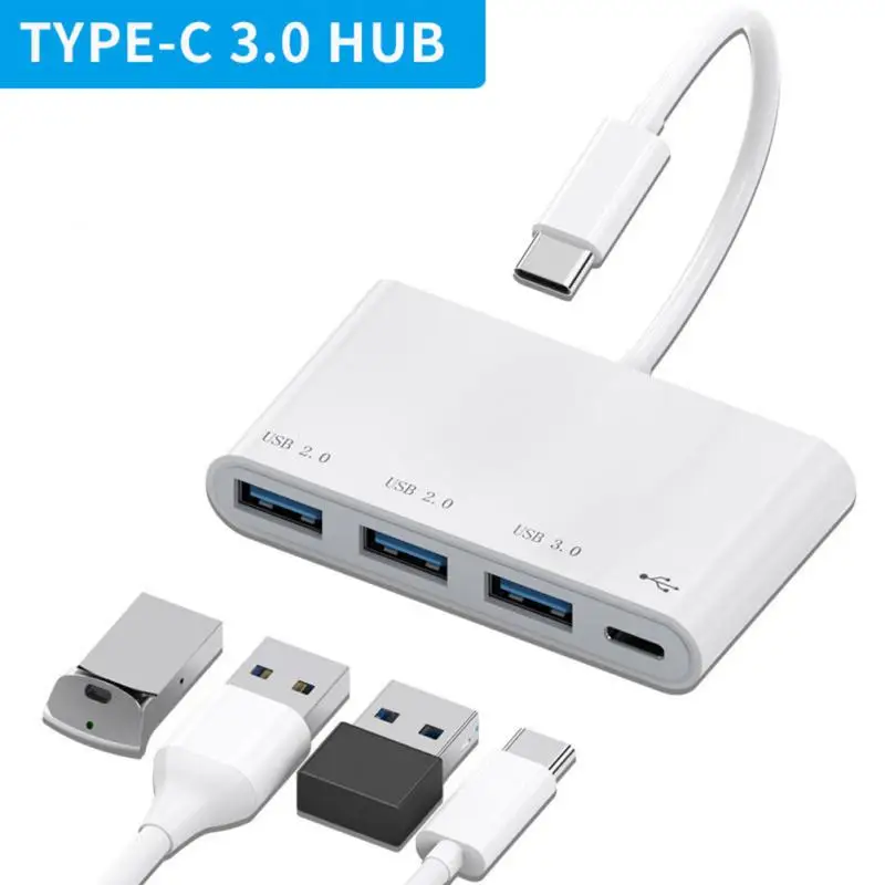 

4 In 1 Usb Multi-splitter Adapter Pc 4-port Type-c Adapter Multifunction Extender Laptop Accessories For Mouse/keyboard Portable