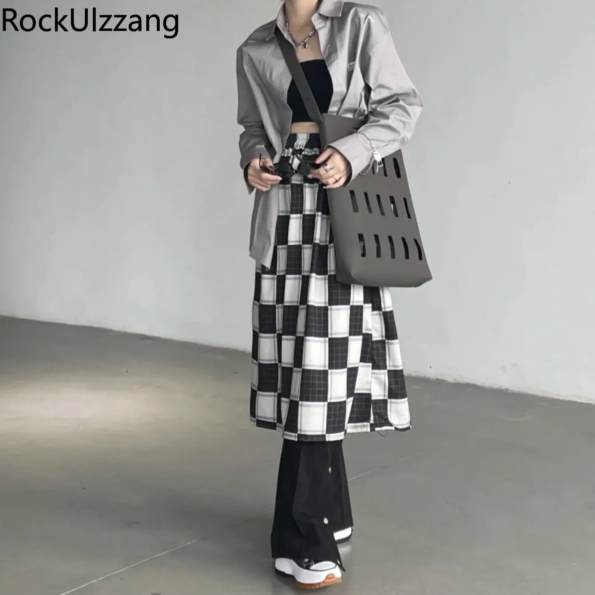 

Юбка женская в клетку, контрастная белая юбка с поясом на резинке, в Корейском стиле, винтажная, в стиле Харадзюку, цвет черный, XXL, y2k, лето