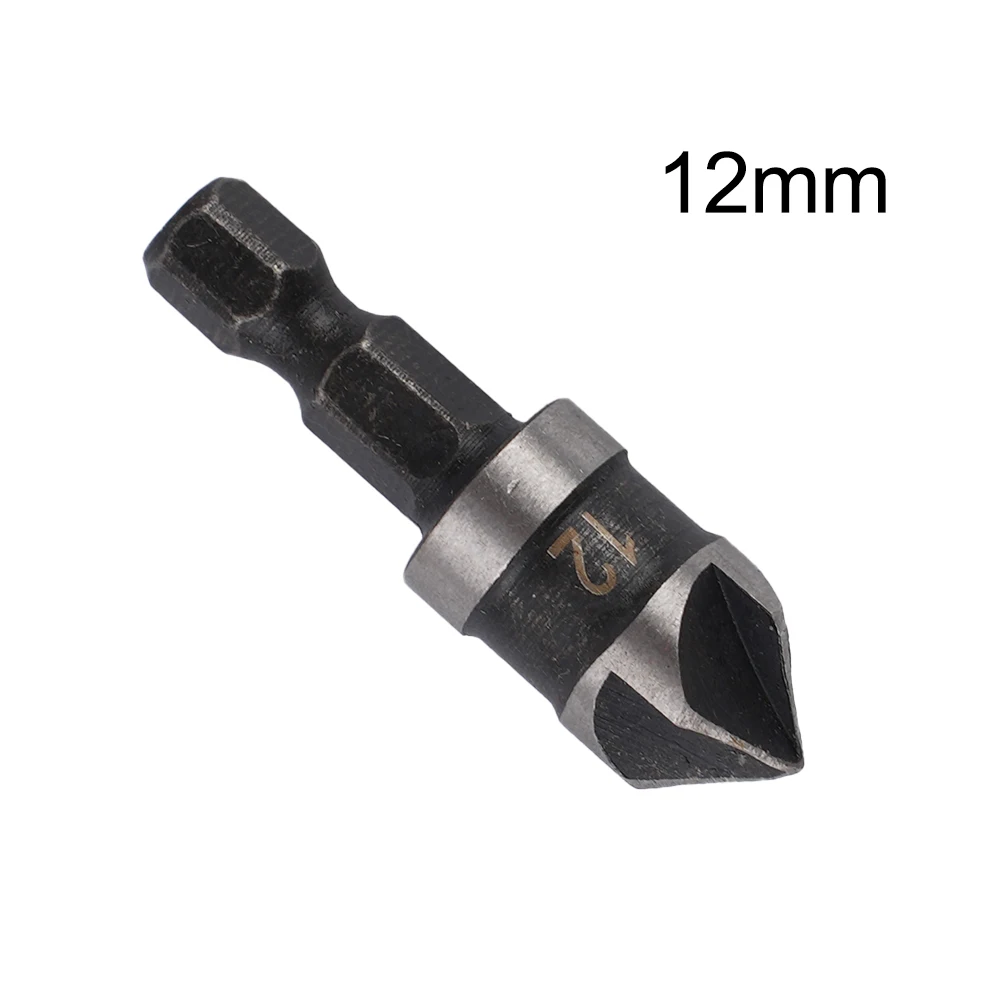 

1pc Countersink Drill Bit 12/16/19mm 5 Flute Woodworking Drill Bit Cutter 1/4" Hex Quick Change Shanks Metal Drilling Drill Bit