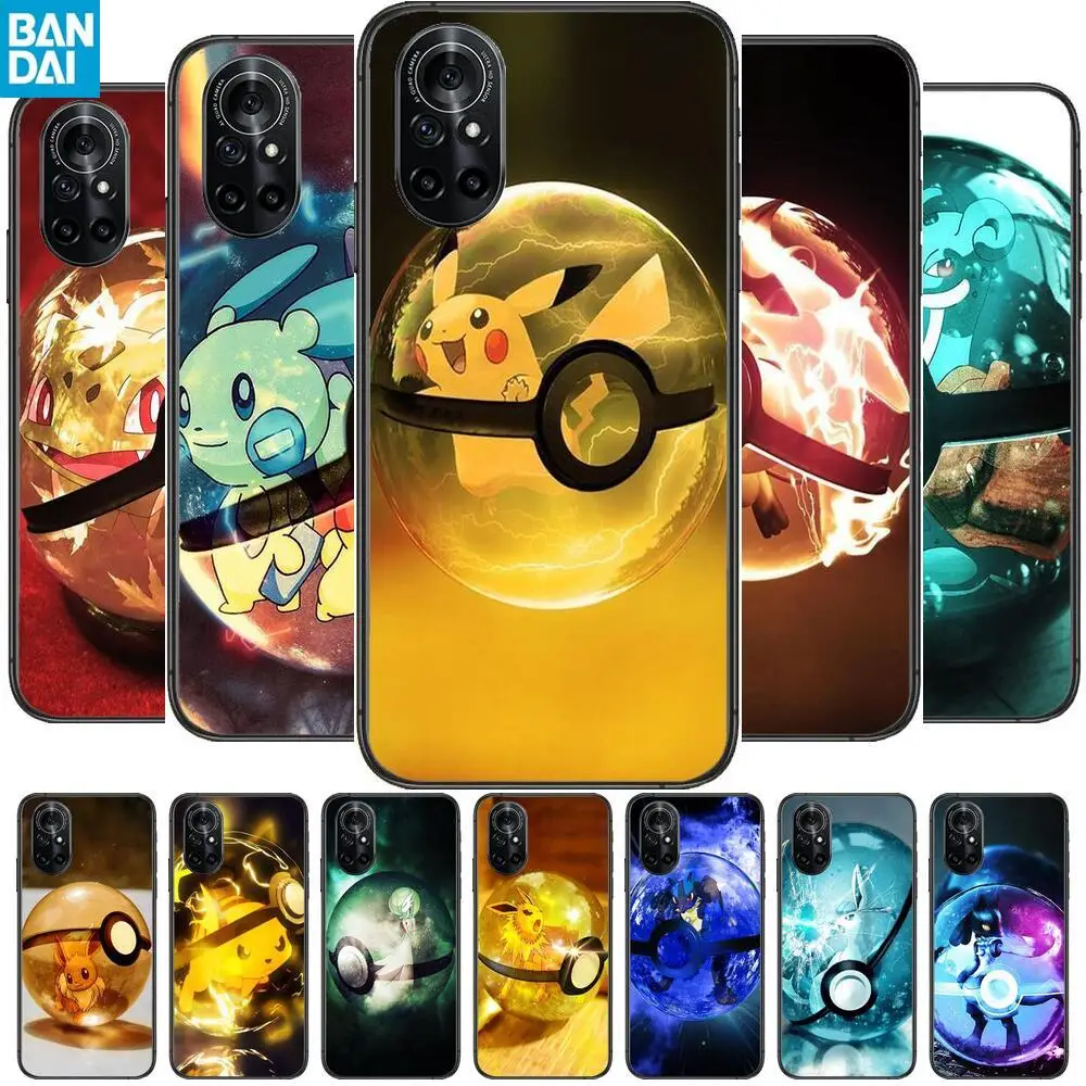 

Pokemon Ball Clear Phone Case For Huawei Honor 20 10 9 8A 7 5T X Pro Lite 5G Black Etui Coque Hoesjes Comic Fash design