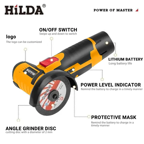 HILDA Бесщеточная Угловая Шлифовальная Машина 12В