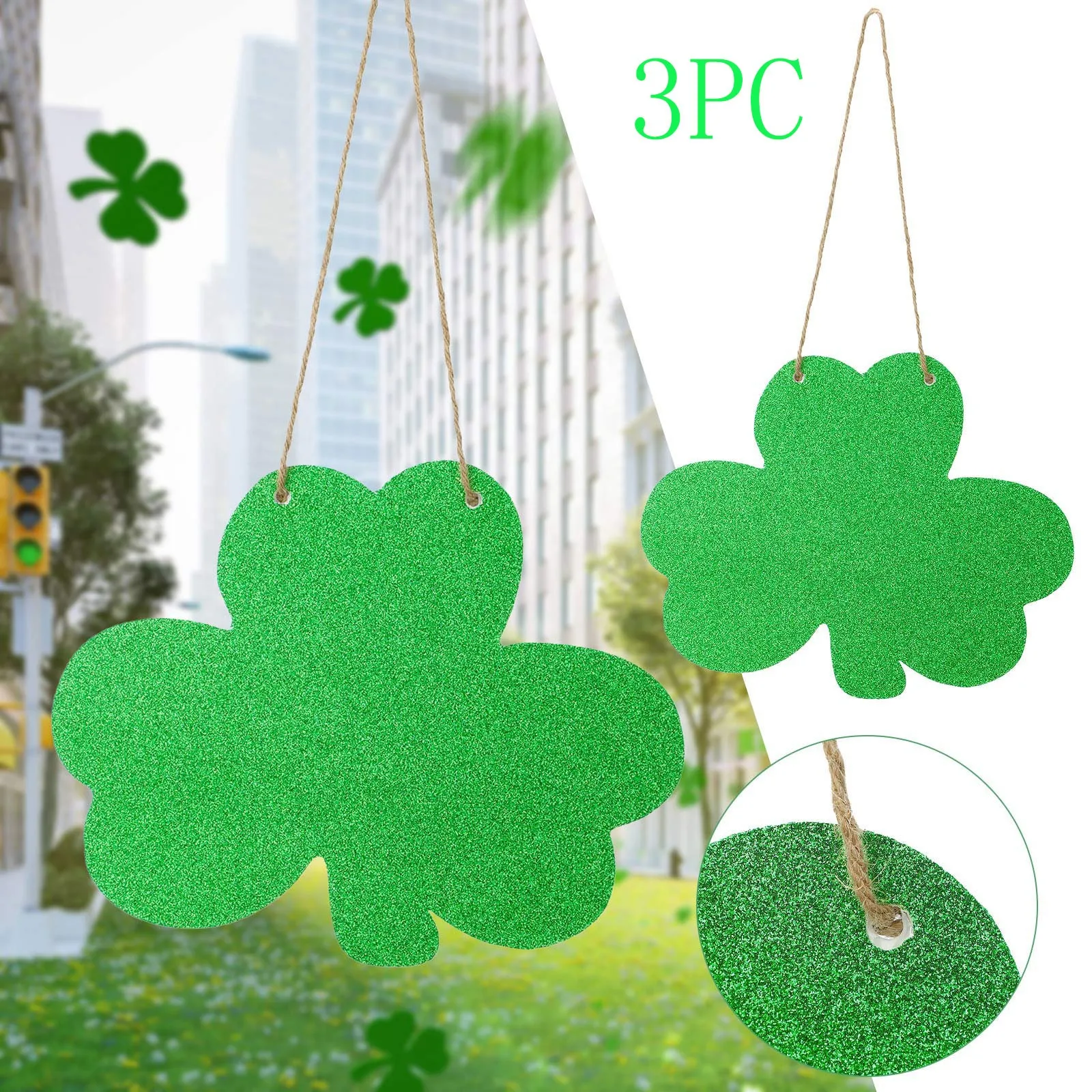 

Decorations Glittered Green Patrick's Assorted Cutouts Day St Uniques Mini 3PC Shamrocks Party Decoration & Hangs