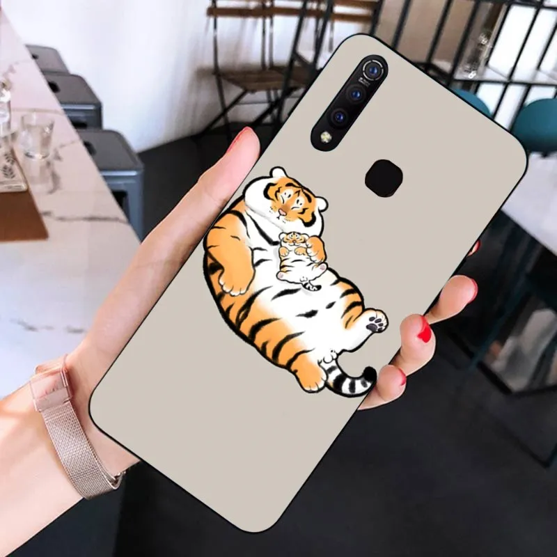 Cute Fat Tiger Phone Case For Huawei Mate 40 30 20 10 Pro Lite Nova 9 8 5T Y7p Y7 Soft Black Phone Cover images - 6