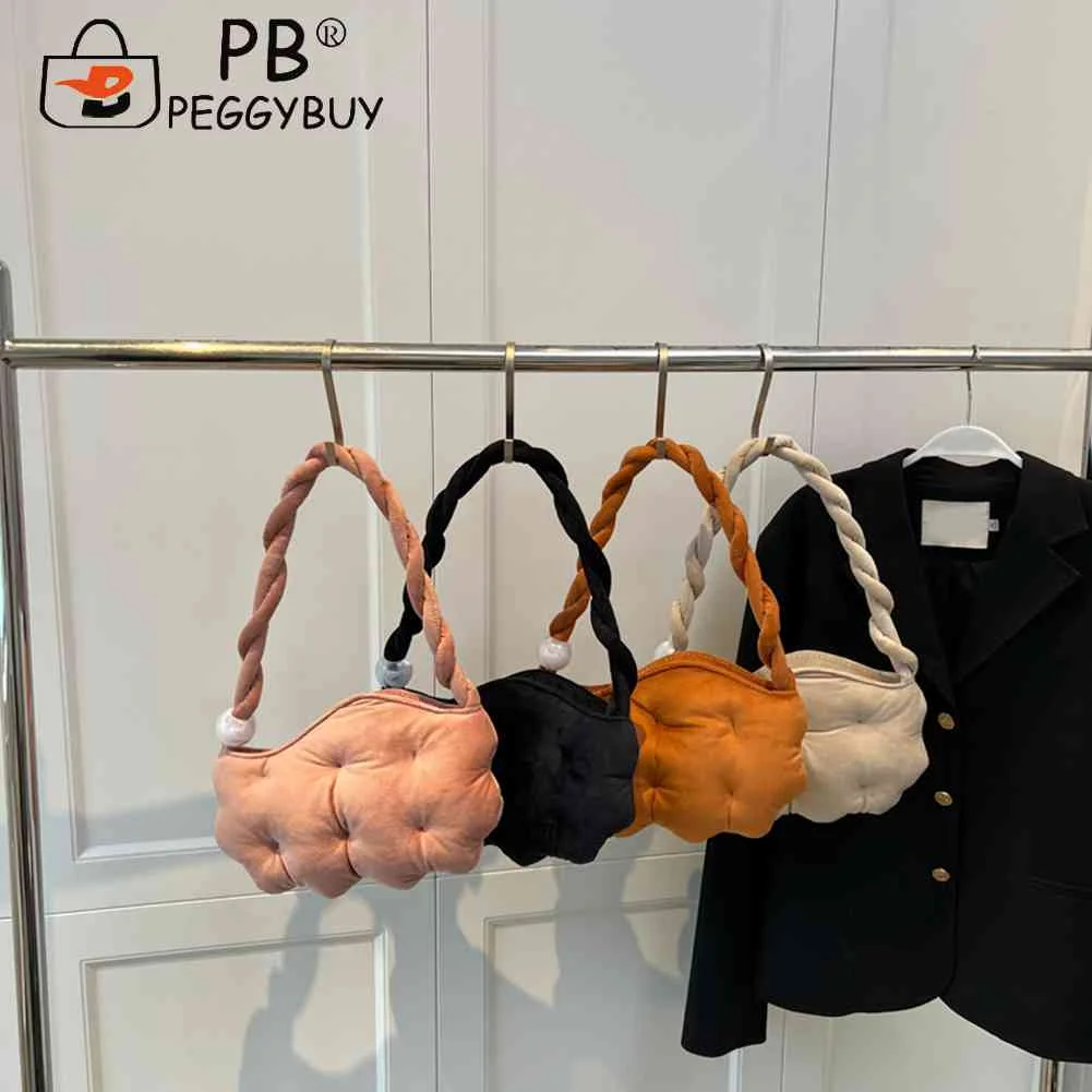 

Осенне-зимняя сумка на плечо, мягкие плюшевые кошельки бисквитов, сумочки, однотонная сумка с хлопковой подкладкой для путешествий, повседн...