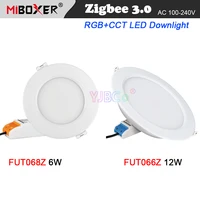 miboxer zigbee 3 0 6w12w rgbcct led downlight ac100240v ceiling light round panel lamp zigbee 3 0 remoteappvoice control
