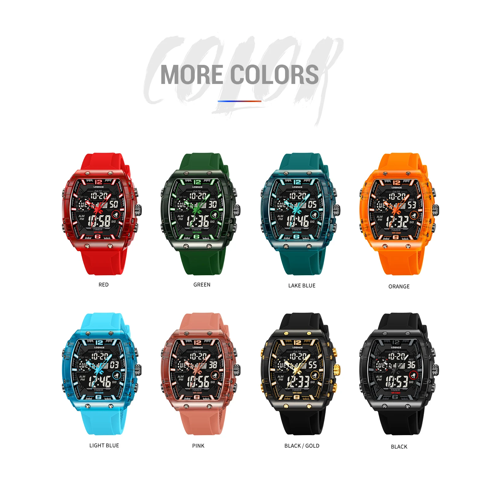 Модные часы LOQNCE 98003 мужские montre homme спортивные с цифровым хронографом и временем