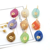 trendy gold color wire warp gem pendants natural stone scale agates for jewelry making diy women necklace earring accessories