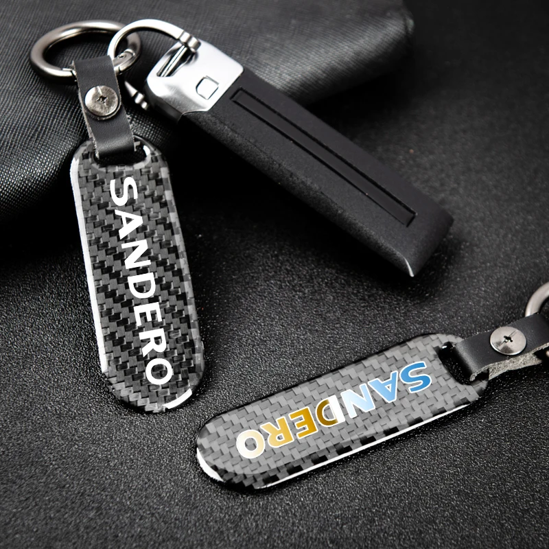 

Support personalized custom carbon fiber nameplate metal keychain For Dacia Renault Sandero Car accessories