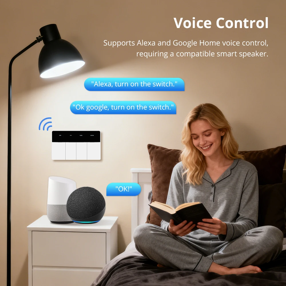 Фото Zemismart Zigbee горизонтальный кнопочный настенный выключатель DIY имя панель дисплея работает с Tuya Alexa Google Home Voice №5