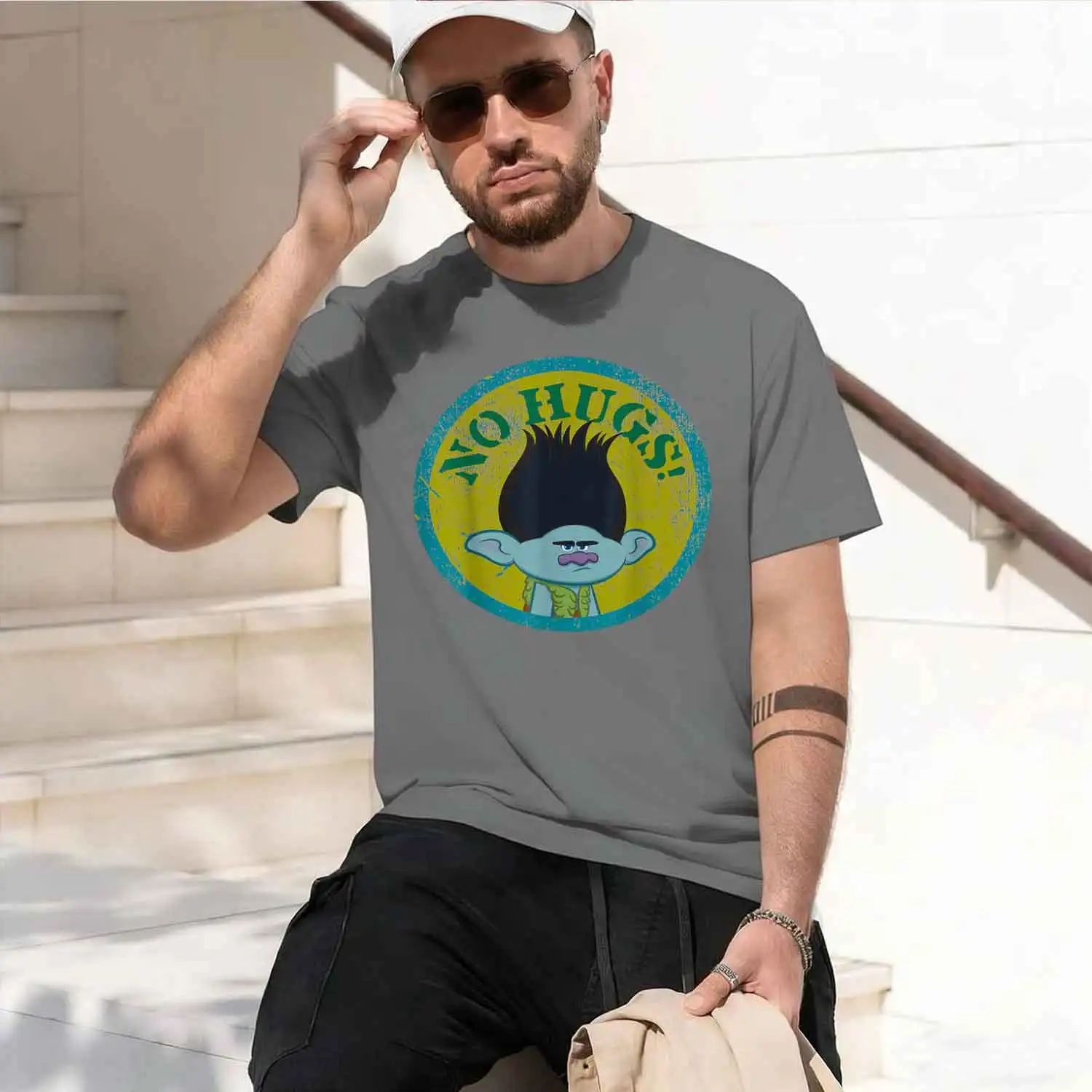Фото Эмс Троллс Нет С! Футболка Bran T-Shirt, летняя, с коротким рукавом, дышащая, отводящая влагу, универсальная модная футболка для повседневного сезона, унисекс. №5
