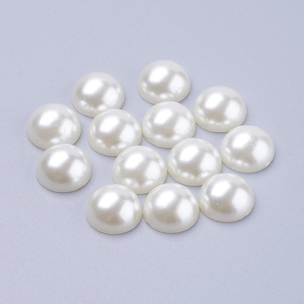 

50PCS 12MM Creamy White Dome Half Round Acrylic Imitated Pearl Cabochons Fit Phone Decoration Size:12mm in diameter 6mm thick