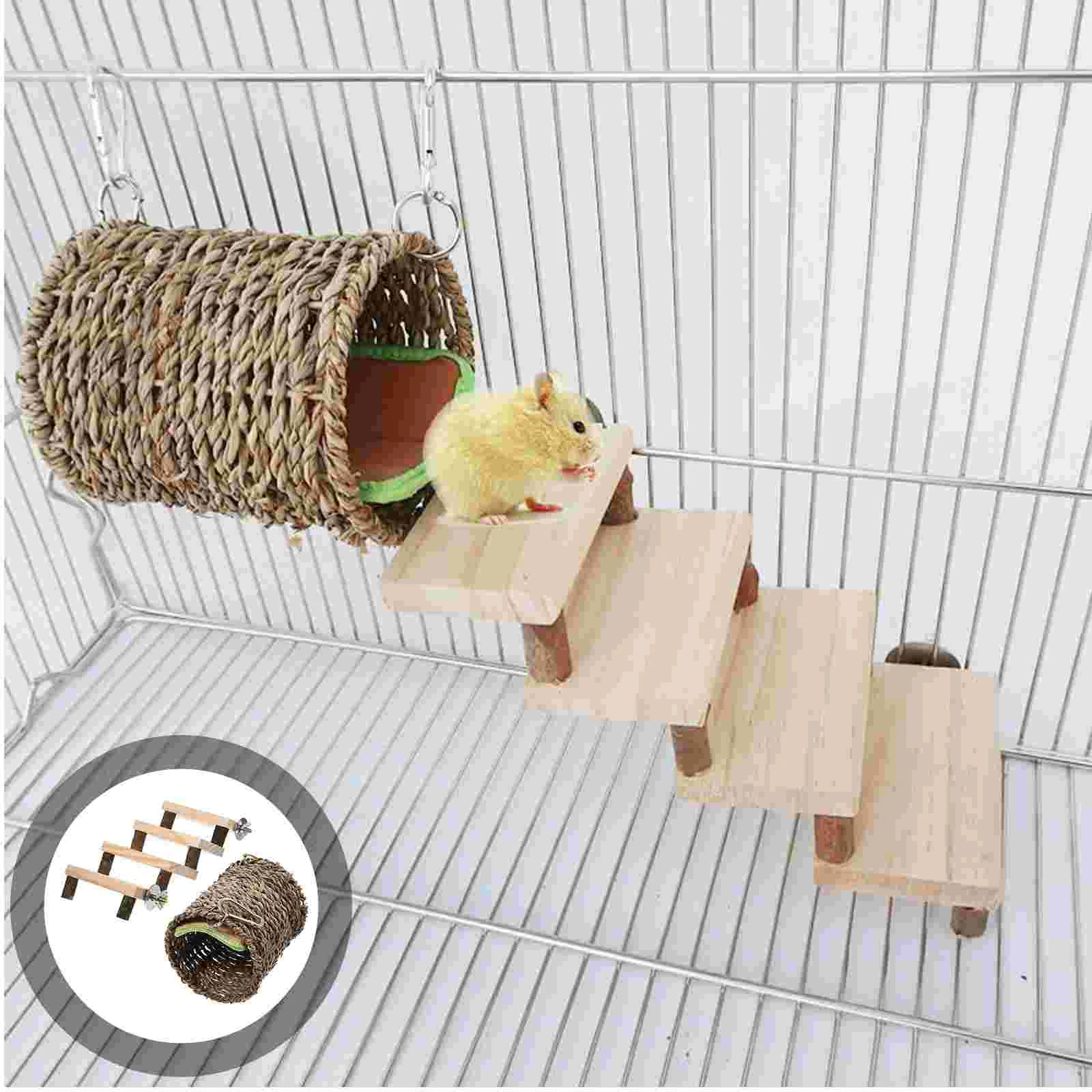 

Hamster Ladder Guineanest Resting Chinchilla Squirrel Platform Place Bridge Wooden Cage Hideout House Bed Stairs Ramp Toys