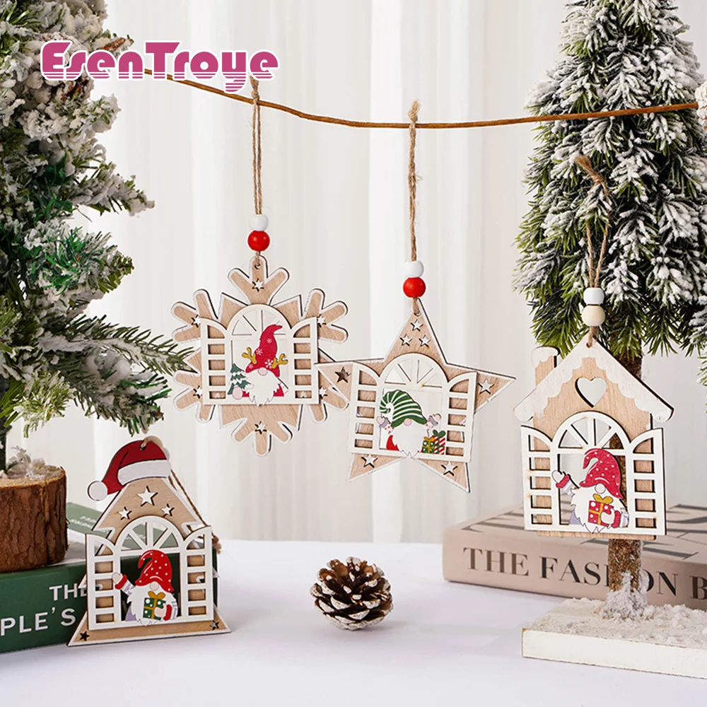 

Christmas Decorations 2023 Wooden Pendants Craft Oranment Santa Wall Door Merry Xmas Tree Decor For Home New Year Naviidad Party