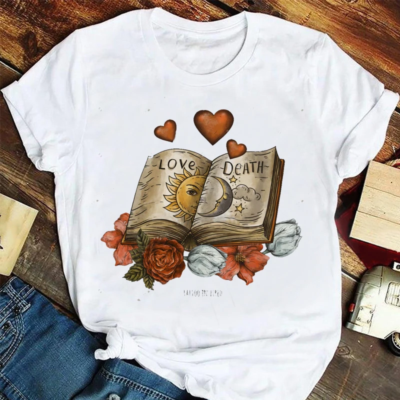 Повседневная Стильная Милая Универсальная футболка с принтом, Женский Топ, Повседневная летняя футболка, женская футболка с рисунком из мультфильма, белая женская футболка Повседневная Стильная Милая Универсальная футболка с принтом, Женский Топ, Повседневная летняя футболка, женская футболка с рисунком из мультфильма, белая женская футболка