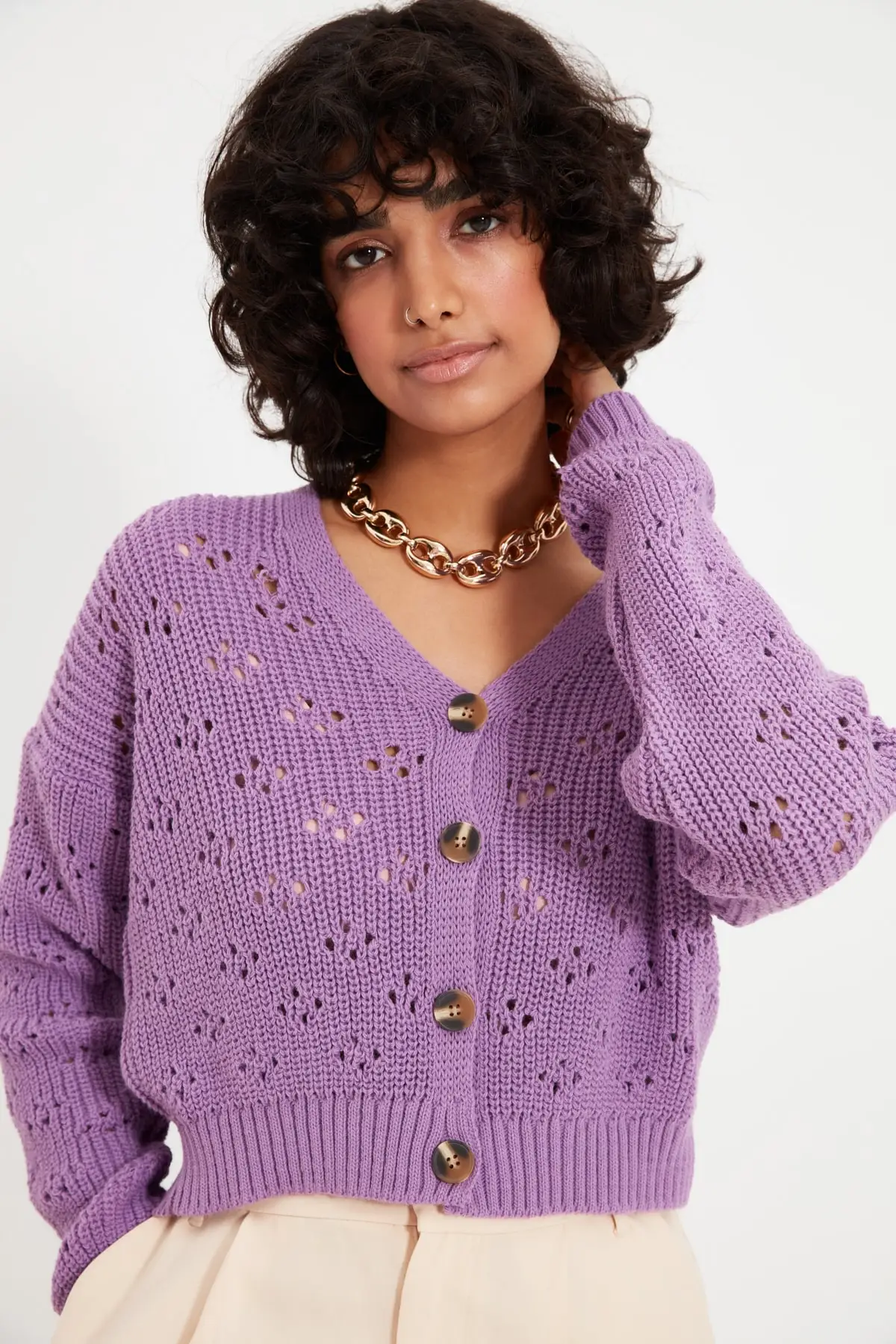 Trendyol Cellular Knitwear Cardigan TWOAW22HI0237