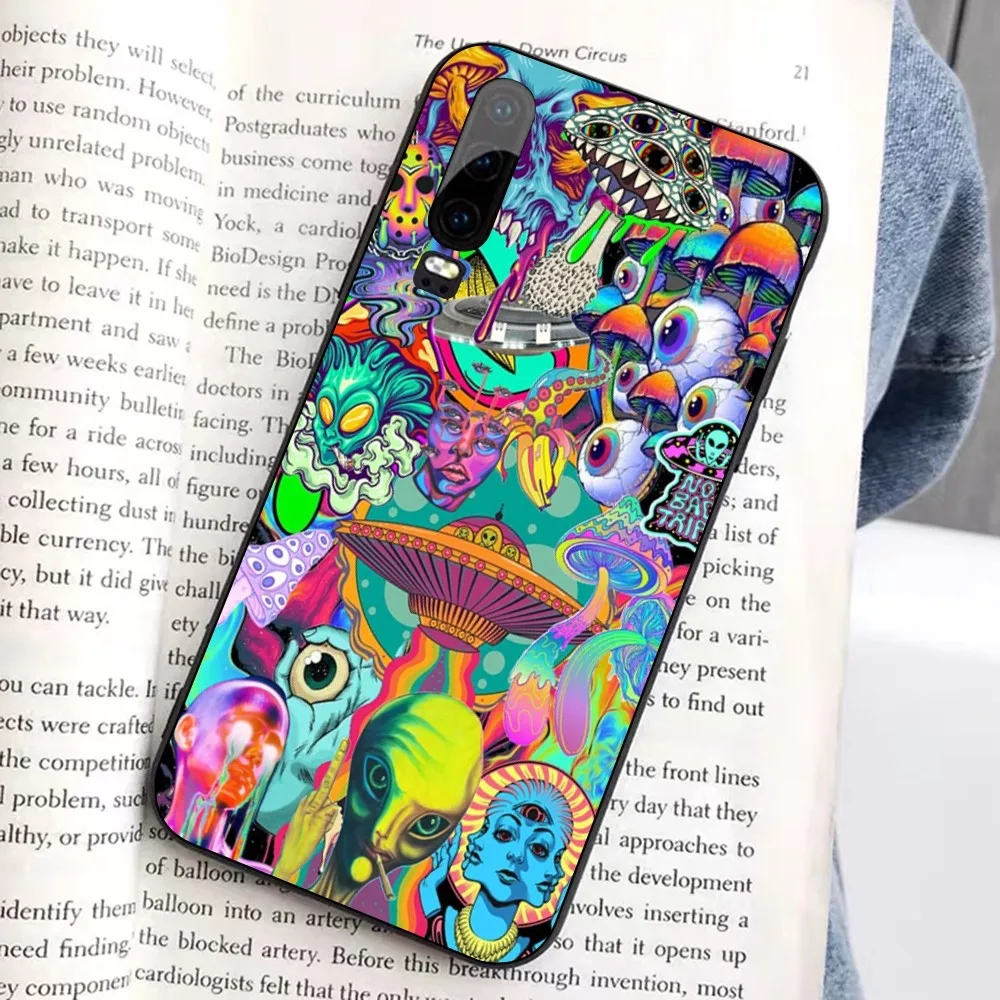 Cool Cartoon Graffiti Colored Laser Print Phone Case For Huawei Honor 10 lite 9 20 7A 9X 30 60 70 pro plus Soft Silicone Cover