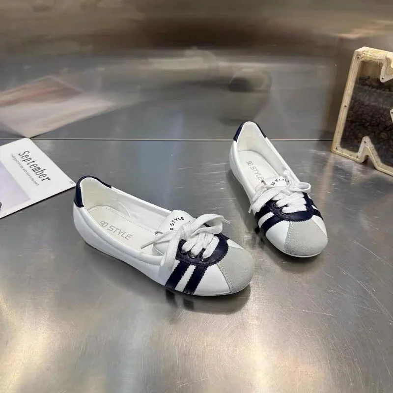 Кеды женские кожаные с круглым носком Спортивная дизайнерская обувь для отдыха