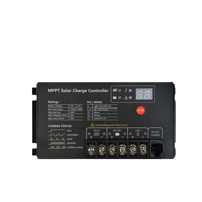 

SRNE Solar MT2410N10 12V/24V MPPT solar controller 10A regulator mppt solar charge controller