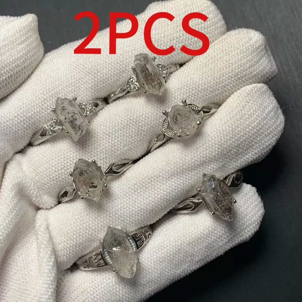 2 шт. кольцо с натуральным бриллиантом Herkimer удача регулируемое женское ювелирные