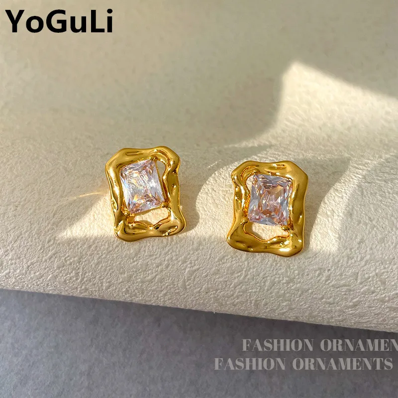 

925 Silver Needle Fashion Jewelry Geometric Earrings Popular Design High Quality AAA Zircon Stud EarringsFor Girl Lady Gifts