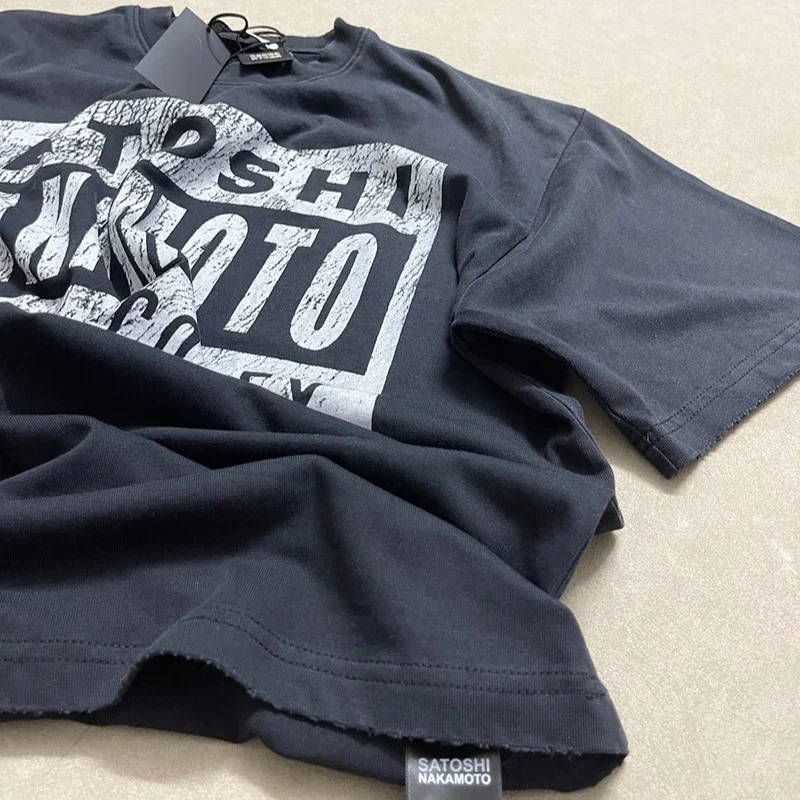Фото Футболка с круглым вырезом Hole O-Neck Satoshi Outdoor Street с короткими рукавами для мужчин и женщин, дышащая, лучшего качества, в стиле ретро №1