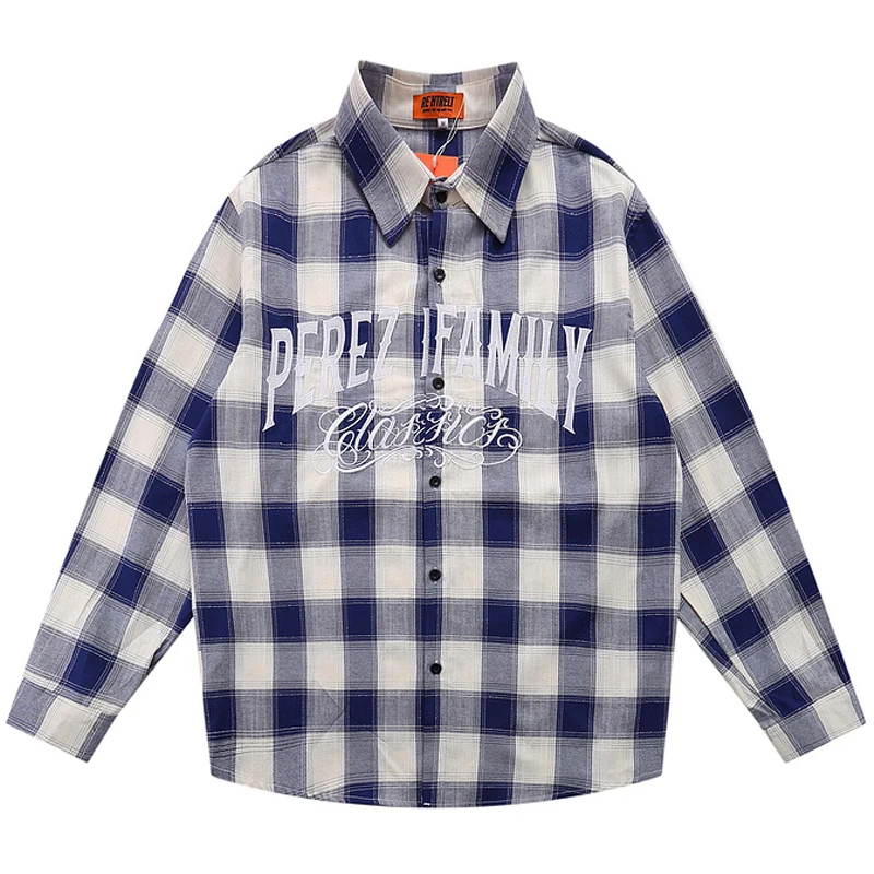 

Mens Harajuku Pliad Printed Hawaii Shirts Long Sleeve Oversized Blouse 2022 Summer Button Letter Embroidery Shirts Streetwear