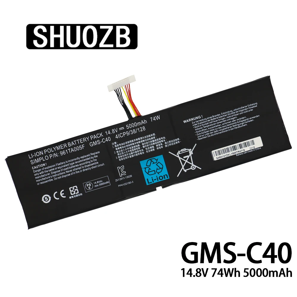 

SHUOZB New GMS-C40 For Razer Blade Pro 17 2013 Pro 17 2015 RZ09-0117 RZ09-0099 RZ09-00991101 RZ09-00991102 14.8V 74Wh 5000mAh