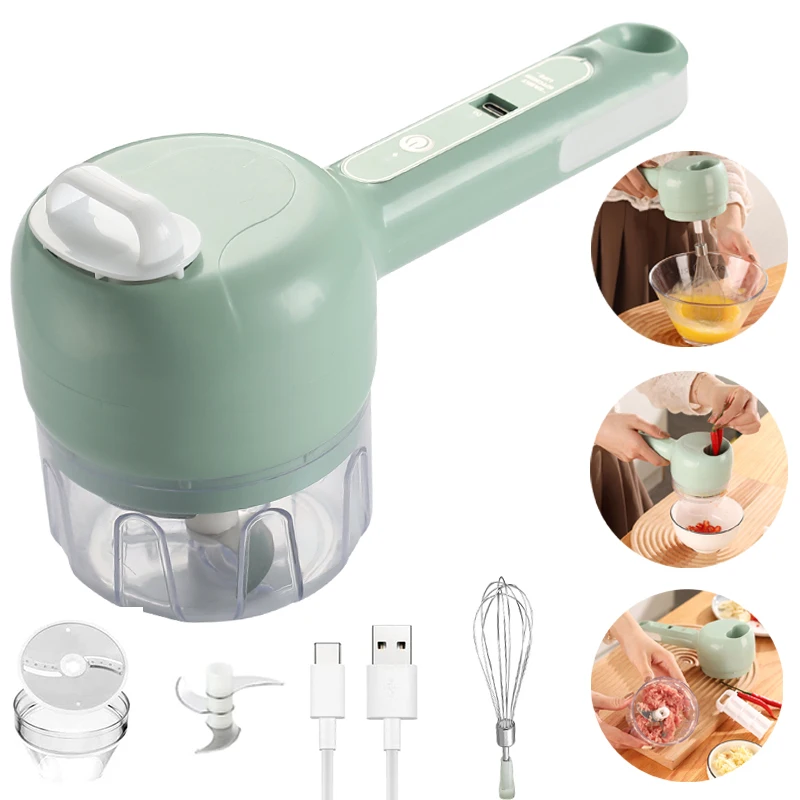 

Electric Vegetable Cutter Mini Wireless Hand-held Cooking Machine Gatlin Vegetable Cutter MultiFunction Slicer For Garlic Puller