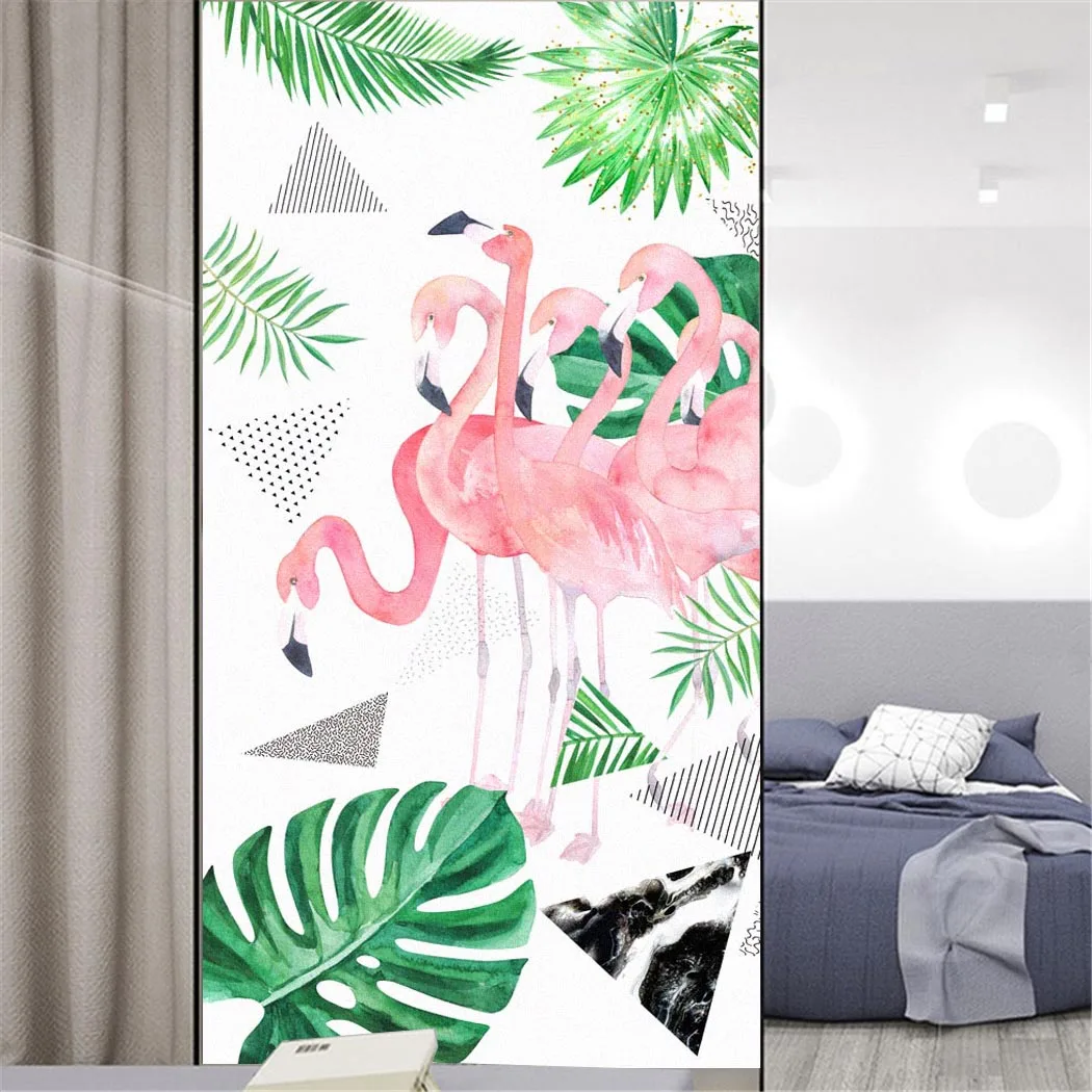 

Privacy Windows Film Decorative Plant Style Stained Glass Window Stickers No Glue Static Cling Frosted Window cling 02