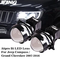 sanvi 2pcs 3inch a8pro car bi led lense headlight for jeep compassgrand cherokee 2007 2016 with hella 3r g5 framework diy kits