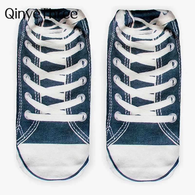 

2022 Модные Симпатичные женские носки с 3D принтом, женские низкие носки до щиколотки, женские повседневные Чулочные изделия, холщовая обувь с ...