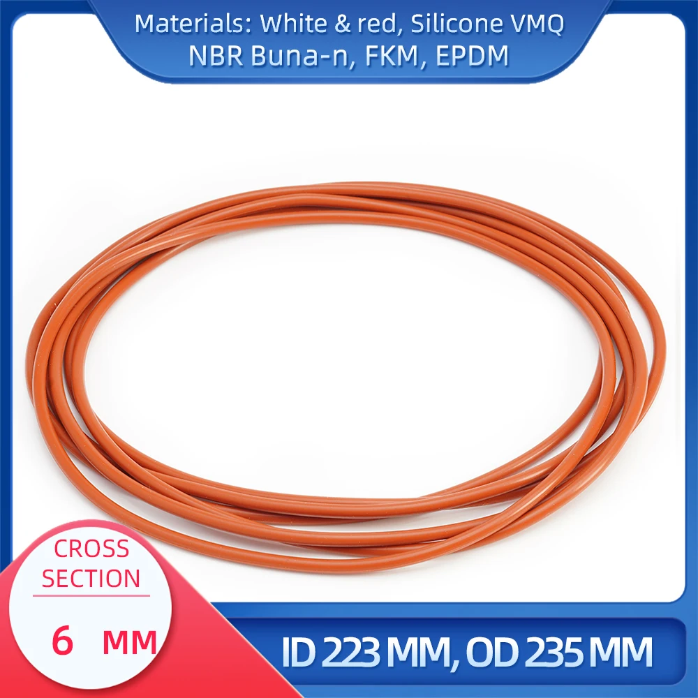 Уплотнительное кольцо CS 6 мм внутренний диаметр 223 мм внешний диаметр 235 мм Материал из силикона VMQ NBR FKM EPDM ORing Seal Gask