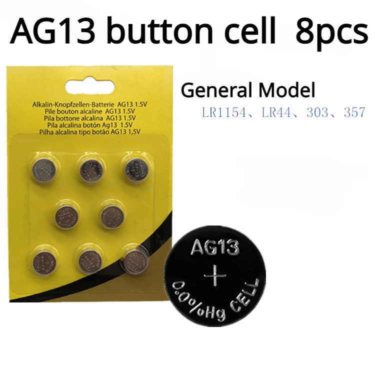 

8pcs AG13/LR44 357 303 LR1154 New card set Alkaline Button Cell for Watches, toys, lamps, hearing aids