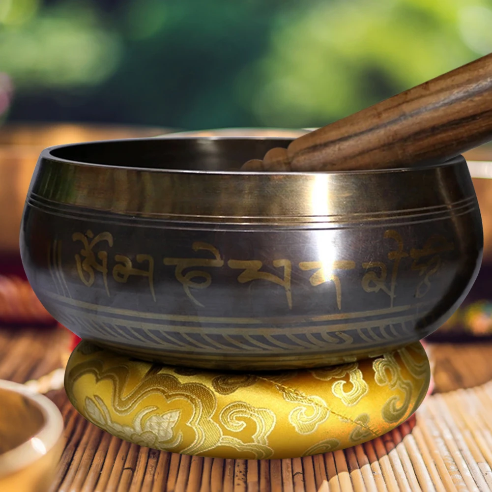 

Ручная работа, санскрит, латунная Поющая чаша, тибетская Поющая чаша для релаксации, комплексная чакра, лечебное успокоение