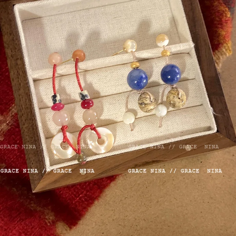 

2023 New Chinese Style Safety Buckle Earrings Design Sense Advanced Vintage Earrings for Women Unique Earrings Accessories