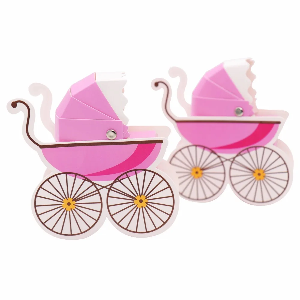 

10pcs /lot Stroller Shape Paper Candy Box Baby Shower Favors Kids Birthday Party Wedding Gifts package Decoration Supplies