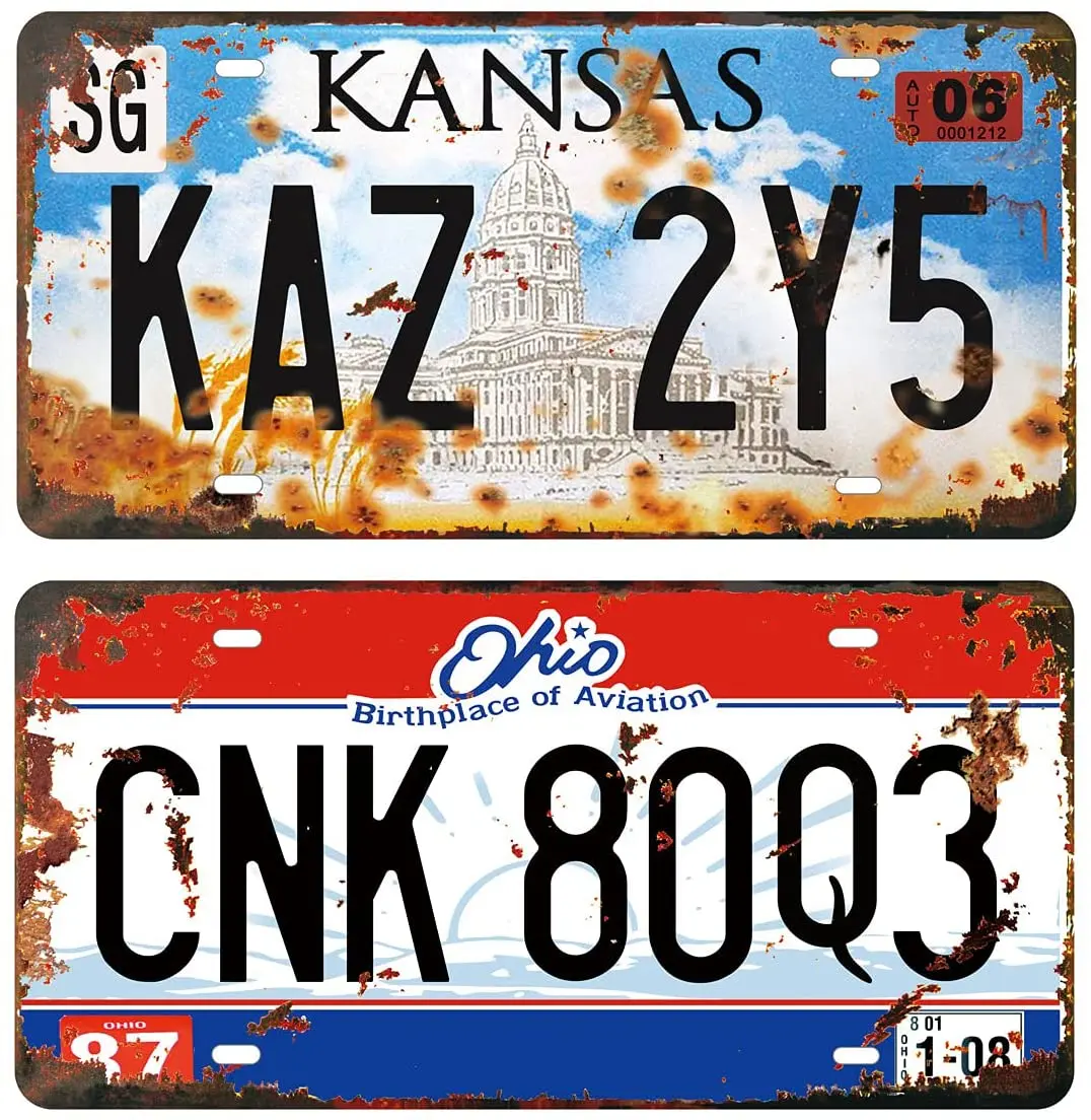 

Panguru 2 Pieces Prop License Plates from Supernatural, Metal Number Tags, Movie Prop Vanity Plate, 12x6 inches