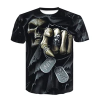 2022new mens skull t shirt brand punk style finger skull 3dt shirt mens top hip hop 3d print skull punisher t shirt