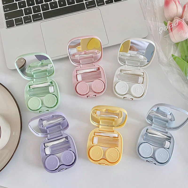 

Cute Color Contact Lens Case Pocket Portable Easy Carry Make Up Beauty Pupil Storage Lenses Box Travel Kit Mirror Container