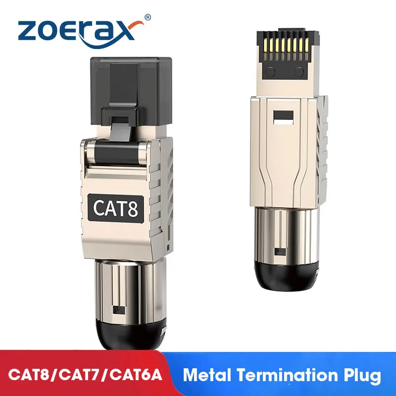 Разъемы ZoeRax RJ45 Cat8 Cat7 Cat6A, металлический инструмент RJ45, простой концевой штекер 2000 МГц 40 г, LAN-кабель 22AWG - 24AWG