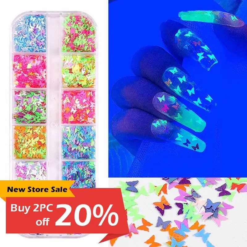 

Флуоресцентные наклейки для ногтей в виде бабочки, блестящие аксессуары для ногтей