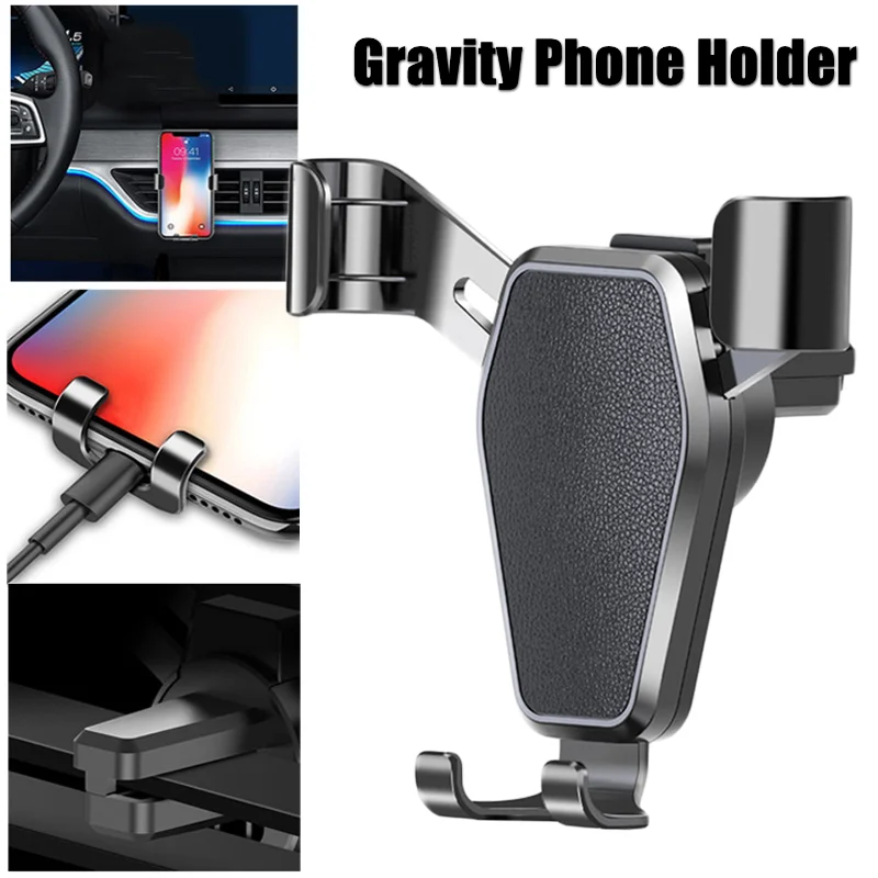 Автомобильный гравитационный держатель для телефона, зажим с крючком на вентиляционное отверстие для IPhone, Xiaomi, Samsung, подставка для мобильного телефона в автомобиле, крепление для GPS, универсальный кронштейн