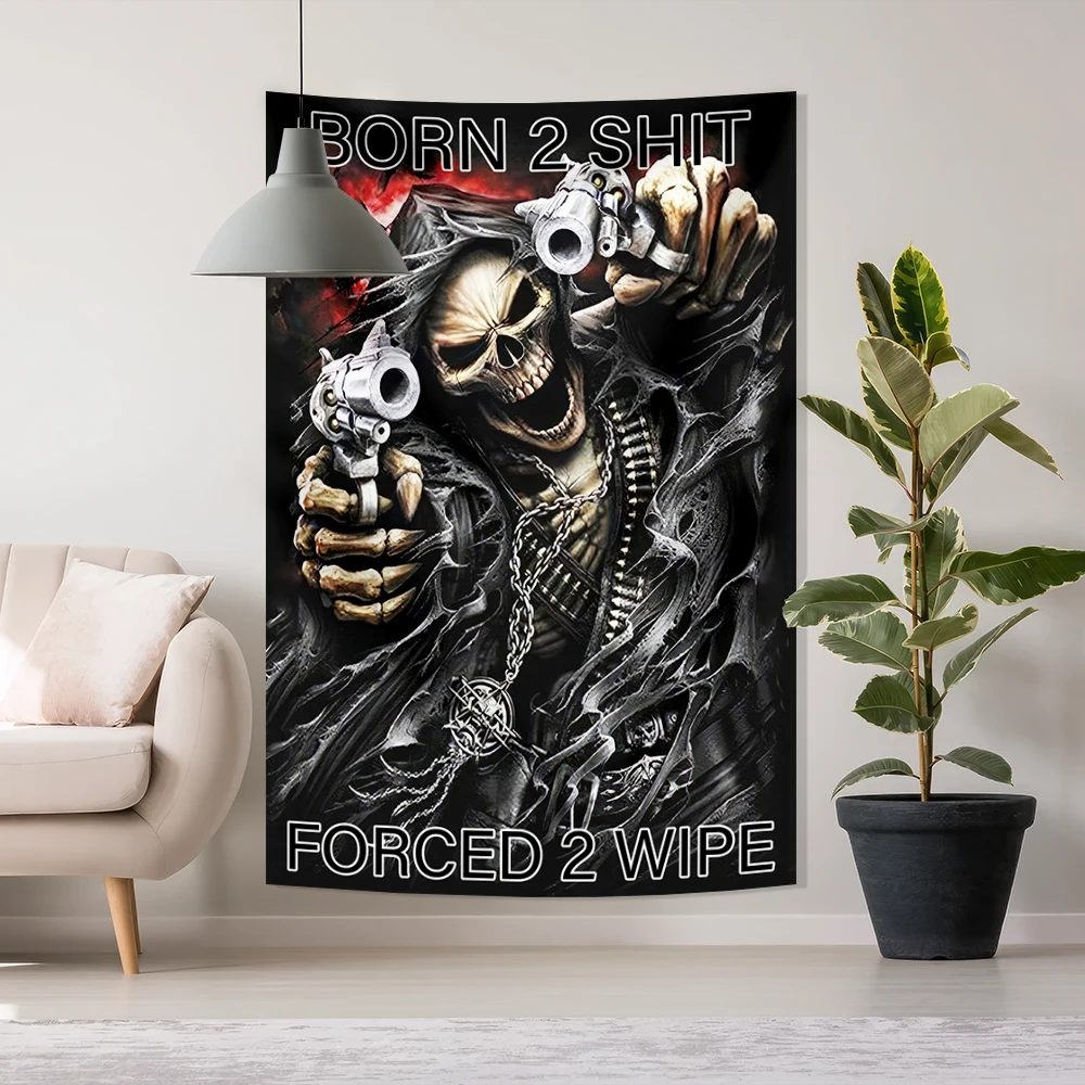 

Винтажный гобелен аниме с черепом