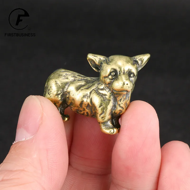 Фигурка корги из твердой латуни для щенков миниатюрное украшение домашних