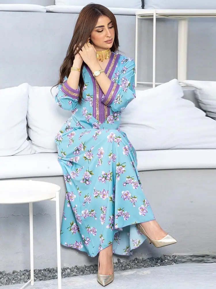 Рамадан ИД Мубарак кафтаны для женщин абайя Дубай Саудовская Аравия Пакистан Турция Ислам Мусульманское длинное платье халат Djellaba Femme