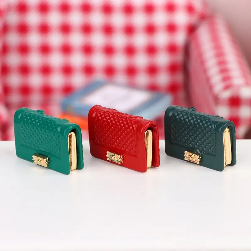 

1/12 Dollhouse Miniatures Fashion Mini Metal Clutch One-shoulder Handbag For Doll Handbag Model Scene Accessories